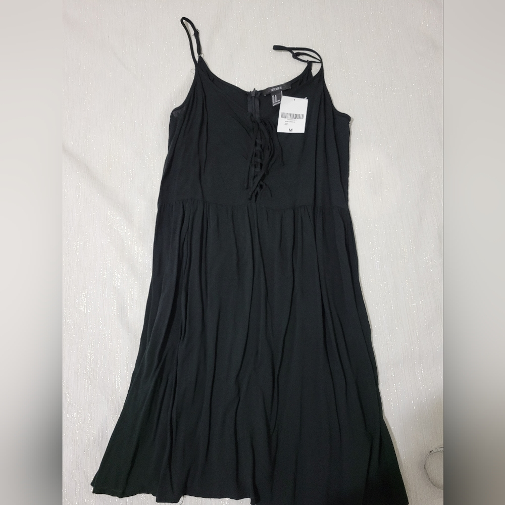 NWT Black lace up dress